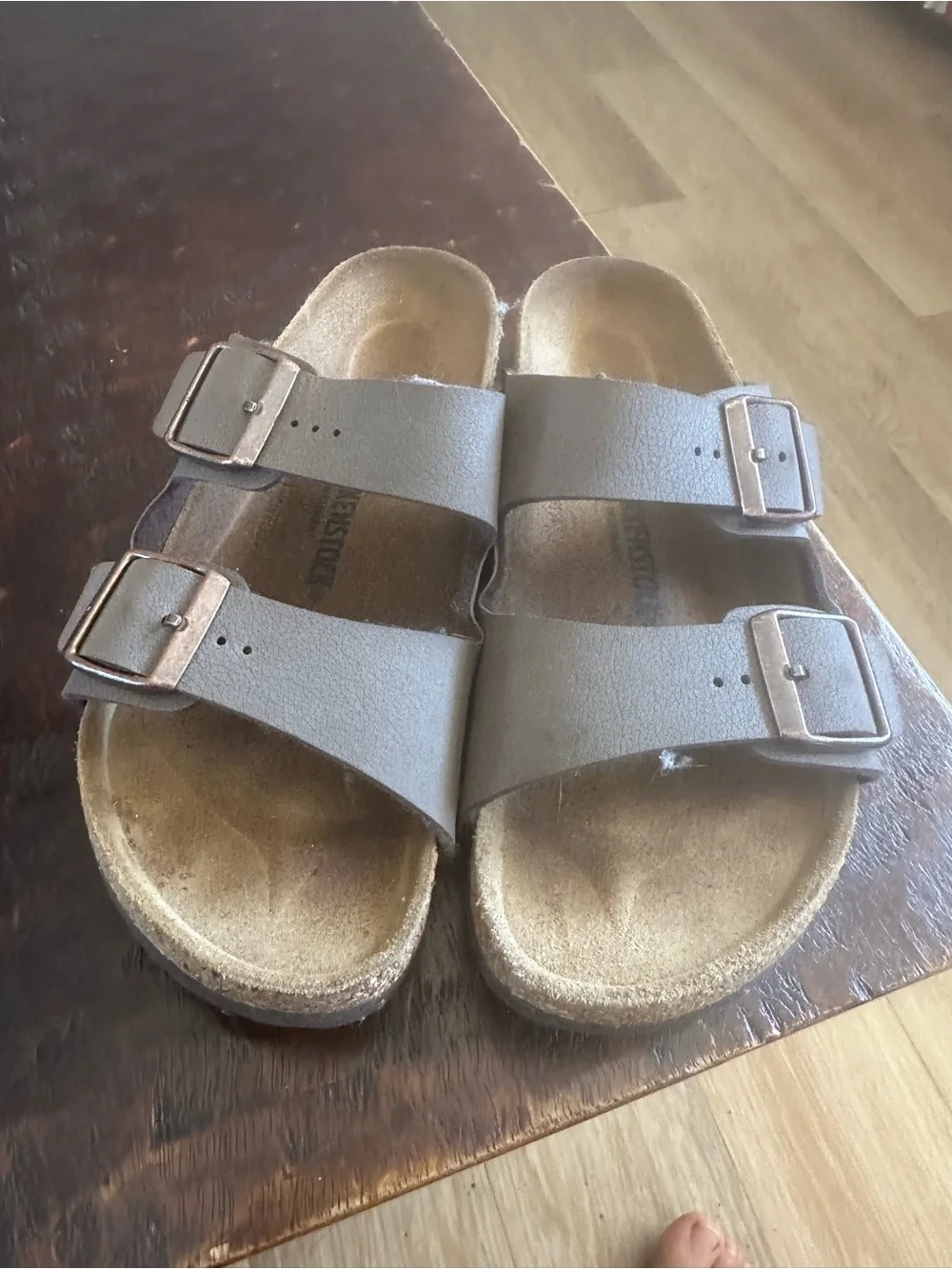 Birkenstock Kids Gray Two-Strap Adjustable Slide Sandals
